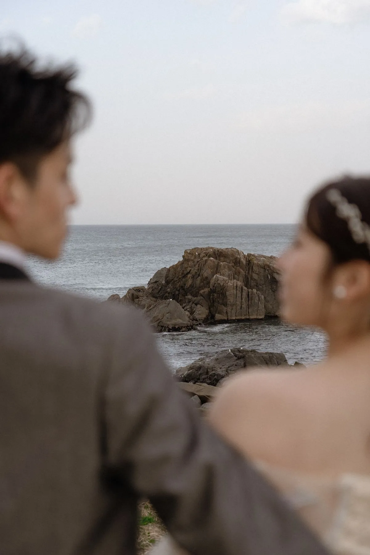 海を背にした撮影