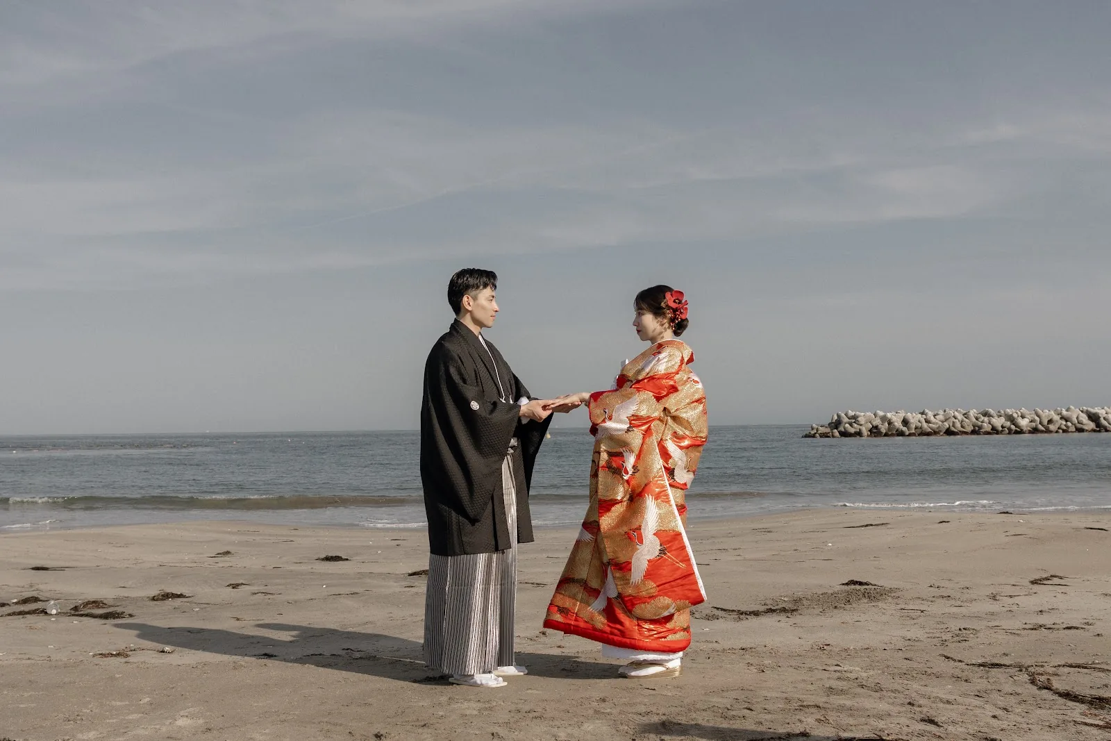 宮城県／海／和装／フォトウェディングの撮影（3枚目）