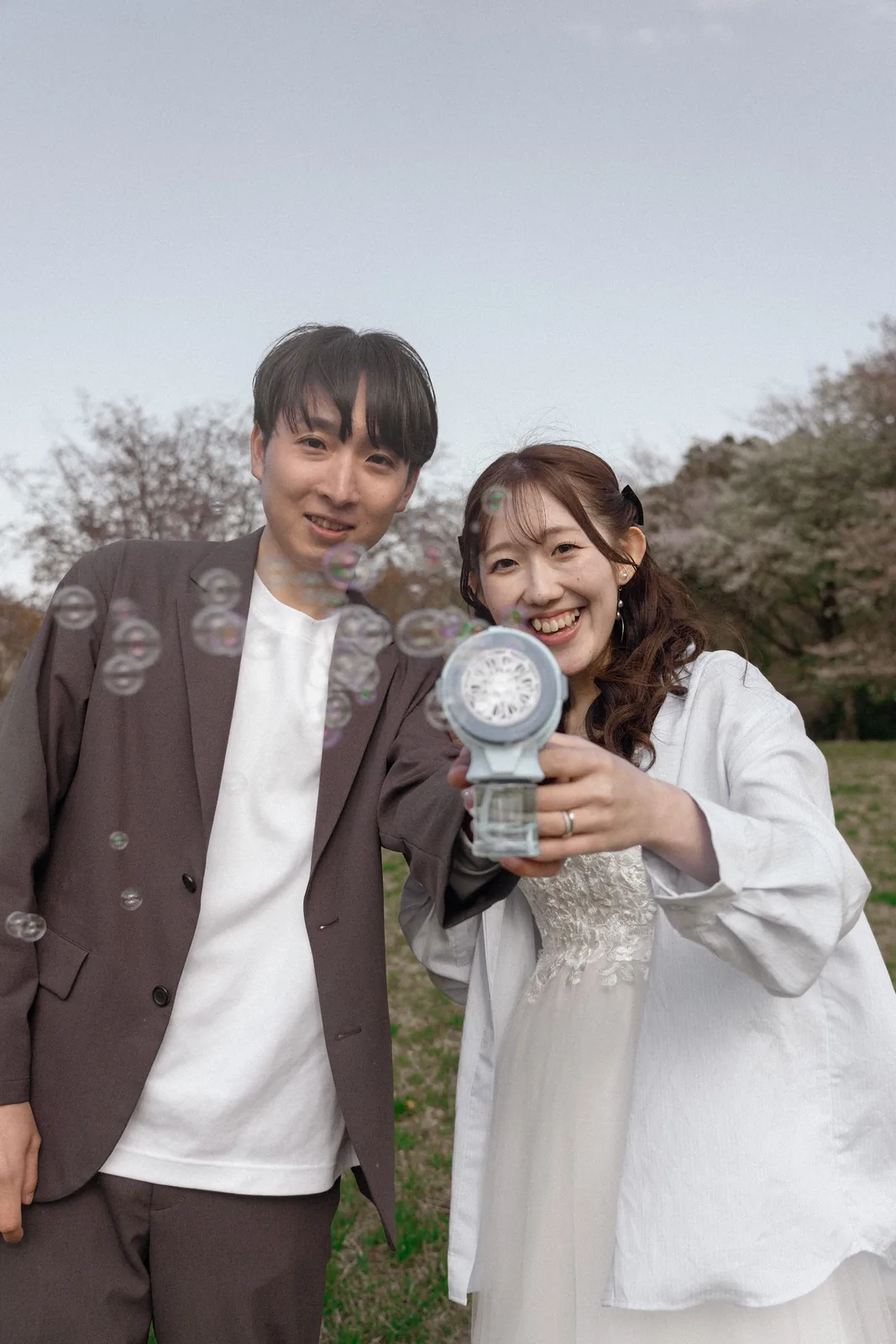 宮城県／桜／洋装／フォトウェディングの撮影（6枚目）