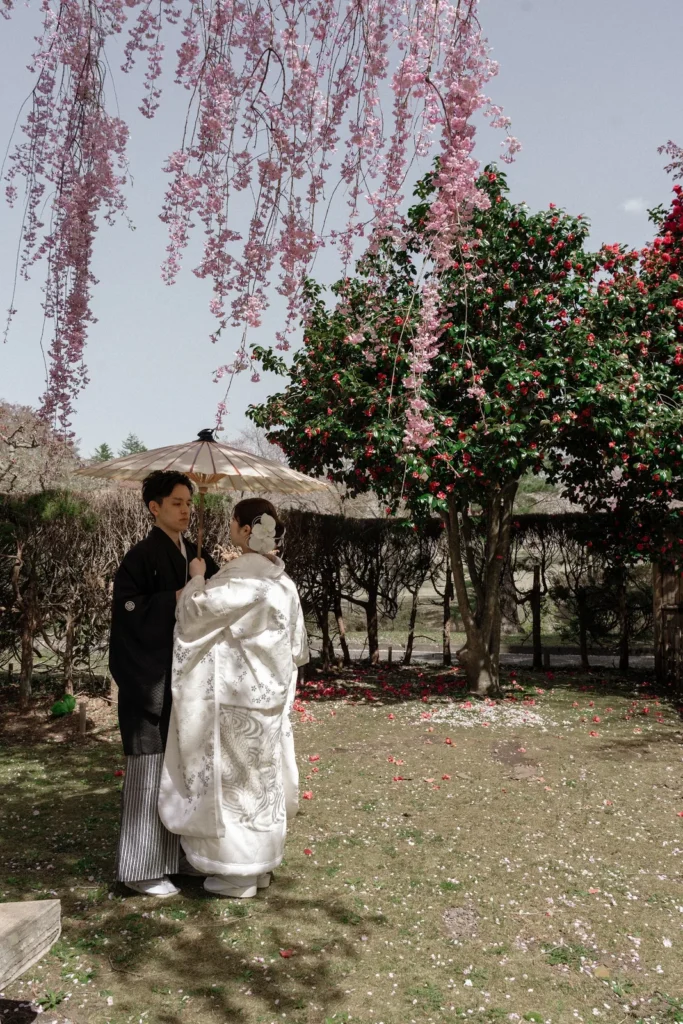 青森県／桜／和装／フォトウェディングの撮影（8枚目）