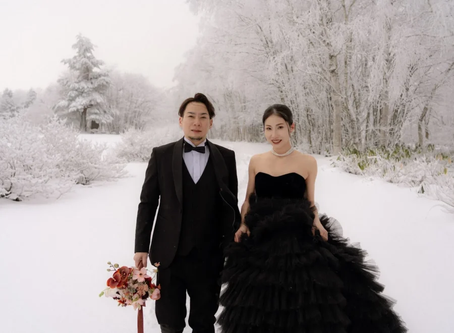 宮城｜雪の林で撮る冬のフォトウェディング