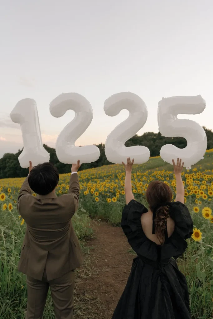福島県／花畑／洋装／フォトウェディングの撮影（4枚目）